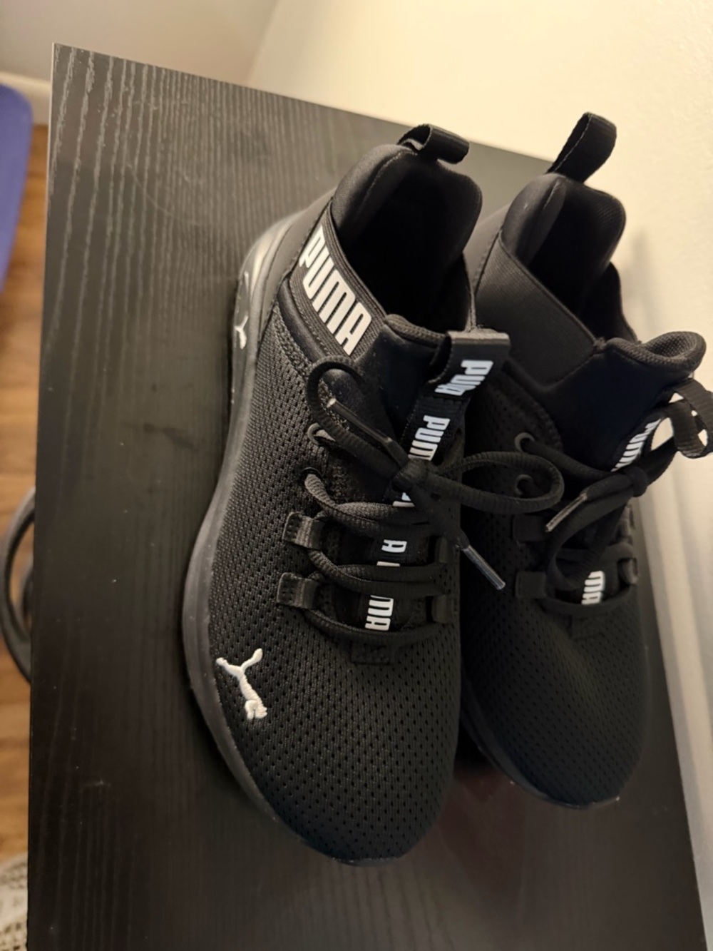 Puma Black Mesh Slip-On Athletic Sneakers